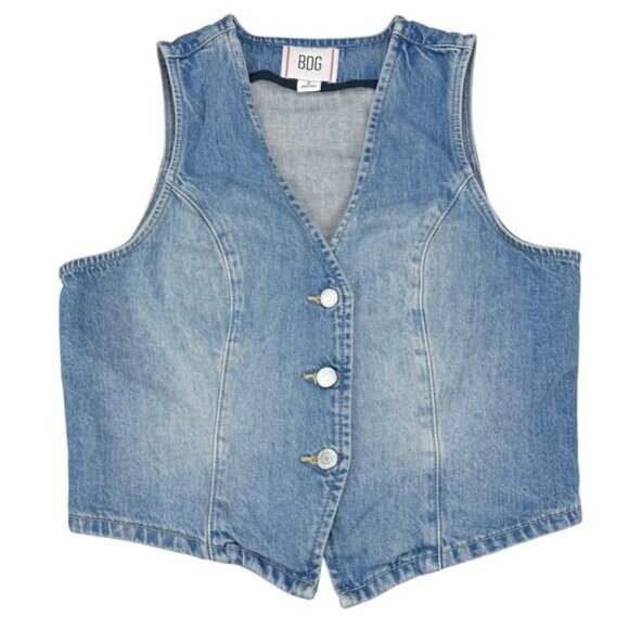 BDG UO Natasha Denim Button-Front Vest Top Size Small Walton Indigo - Picture 3 of 5